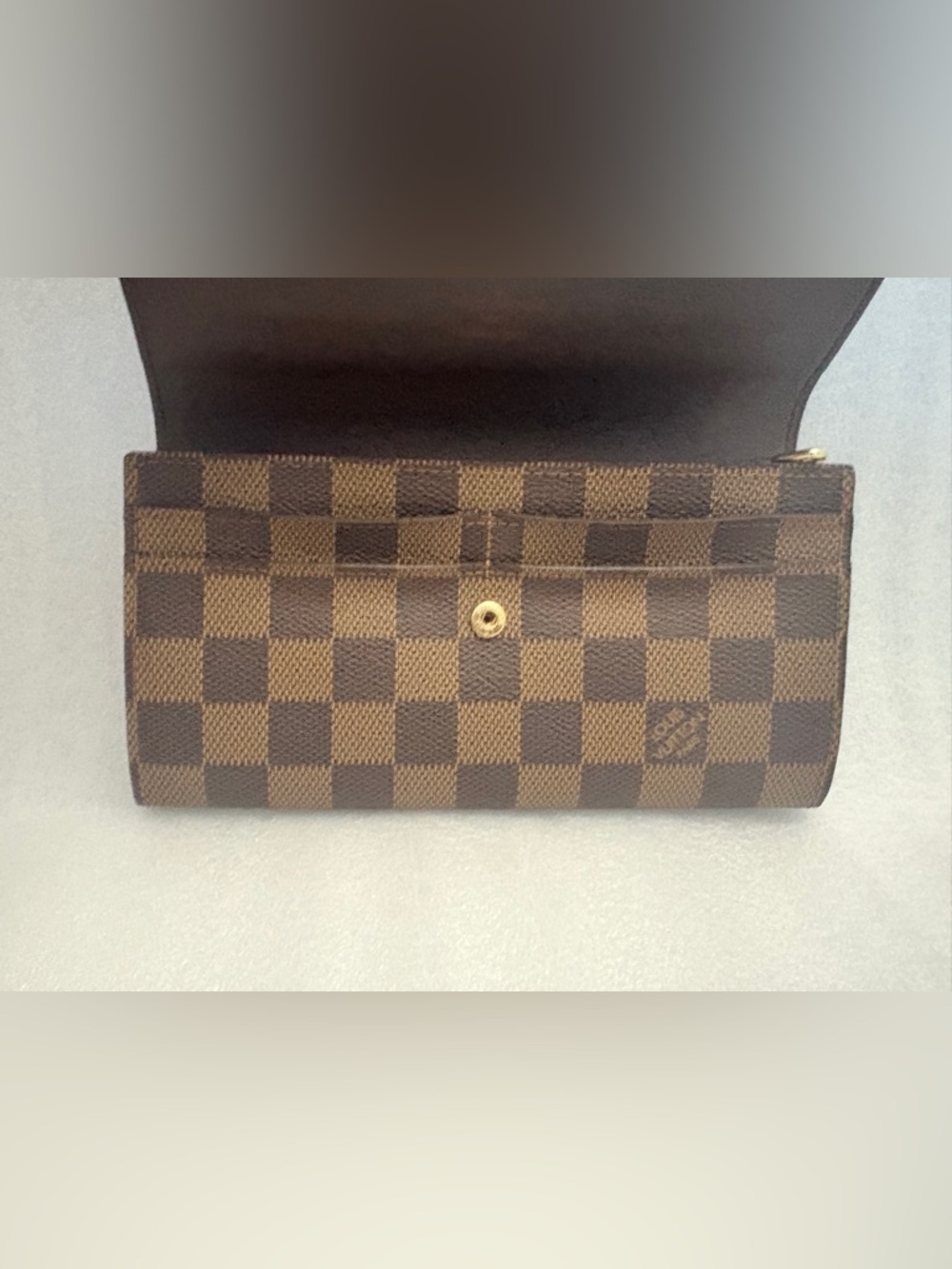 Louis Vuitton Damier Ebene Sarah Wallet Brown Canvas Long Wallet Snap Flap - Picture 2 of 11